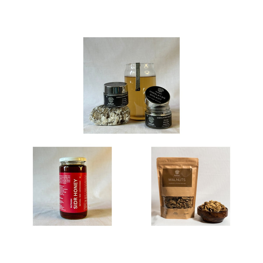 Dada's Nuskha Gift Bundle — Kashmiri Shilajit Resin, Sidr Honey & Walnut Oil from Nutkash