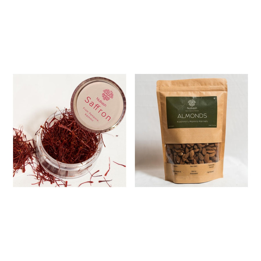 Nani's Kesar Badam Gift Bundle — GI-tagged Kashmiri Saffron & Mamra Almonds from Nutkash